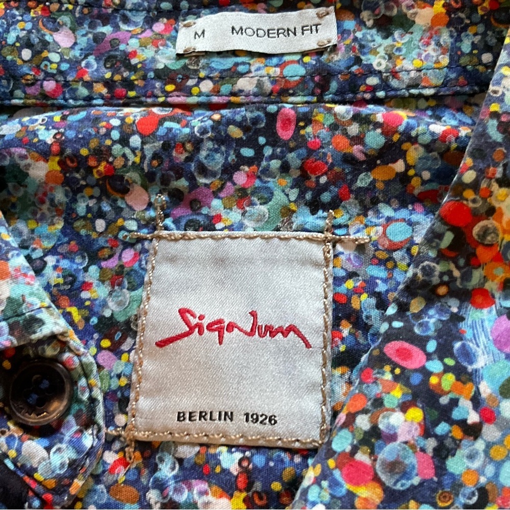 Signum Berlin 1926 Abstract Paint Splatter Modern Fit Wearable Art Button Up Med - Picture 7 of 16